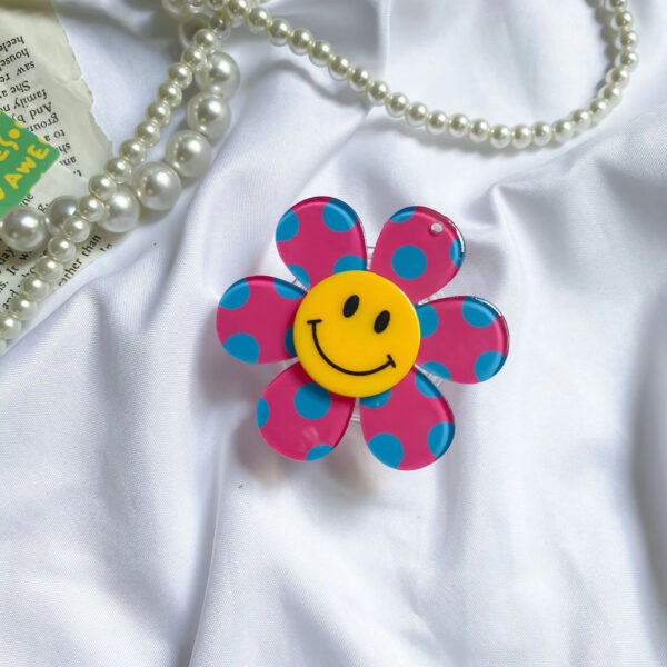 Polka‑dot Smiley Sunflower Foldable Phone Grip Stand--HW003