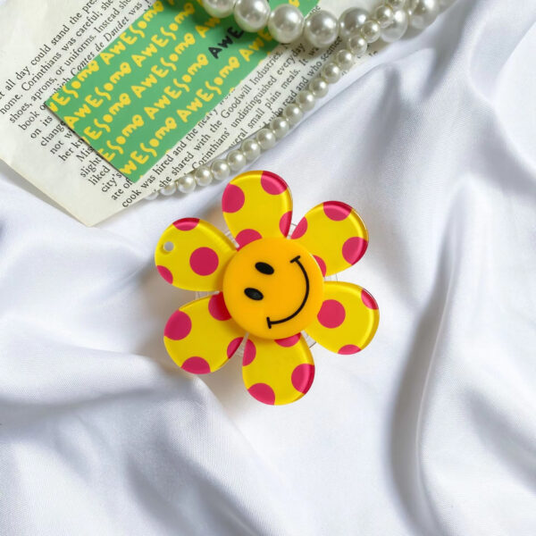 Polka‑dot Smiley Sunflower Foldable Phone Grip Stand--HW003
