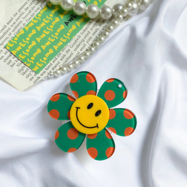 Polka‑dot Smiley Sunflower Foldable Phone Grip Stand--HW003