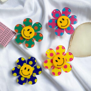 Polka‑dot Smiley Sunflower Foldable Phone Grip Stand--HW003