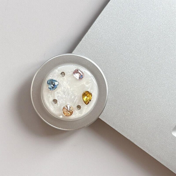 HW-004主图 (1) Silver Diamond‑Pattern Magnetic Phone Ring Holder-HW002