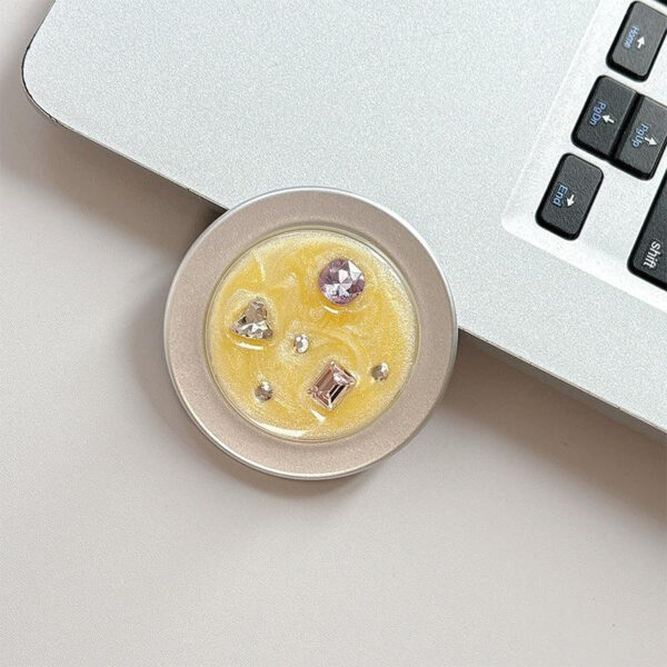 HW-004主图 (4) Silver Diamond‑Pattern Magnetic Phone Ring Holder-HW002