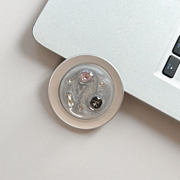 HW-004主图 (8) Silver Diamond‑Pattern Magnetic Phone Ring Holder-HW002