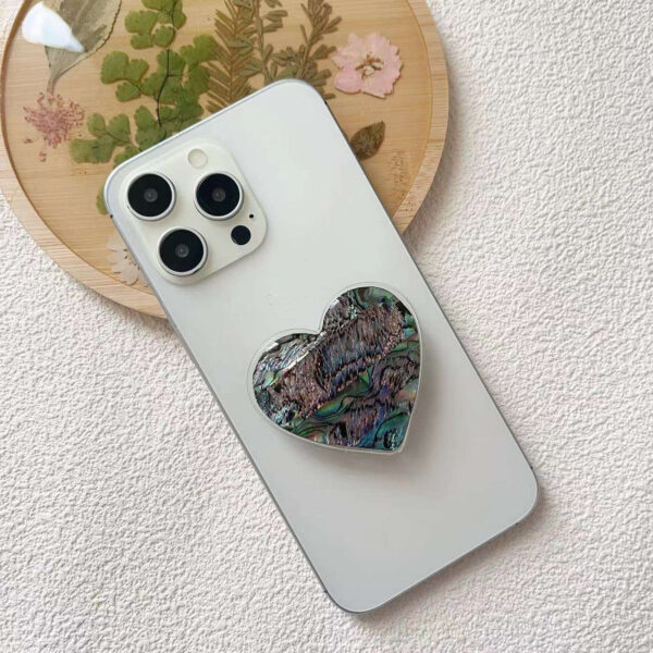 HW002主图 (7) Heart Shaped Shell Texture Foldable Phone Holder-HW001
