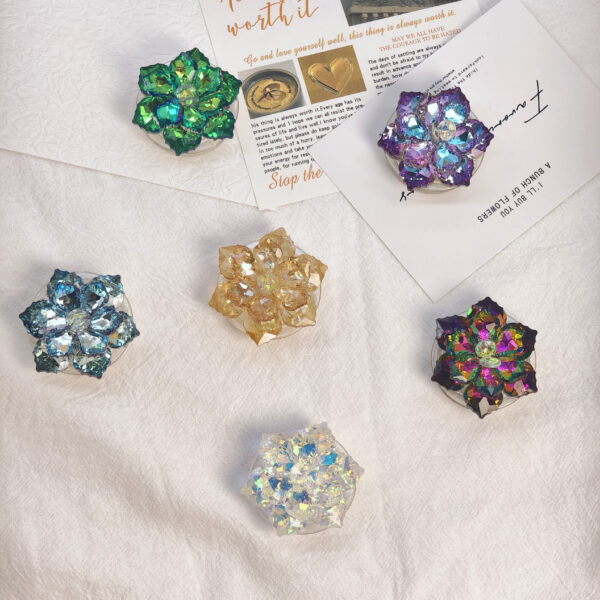 3D Gem Flower Self-Adhesive Expandable Phone Grip-LW001